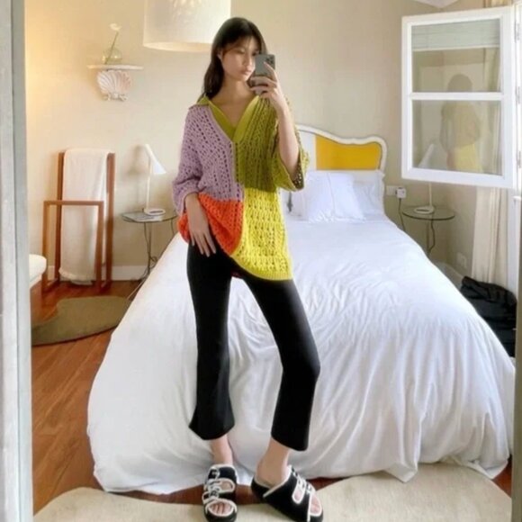 EUC Zara Oversized Colorblock Chunky Knit Polo - Size Small - Picture 2 of 10